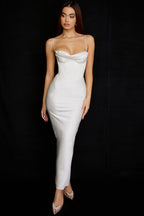 Ivory Corset Maxi Dress-Black aclosy