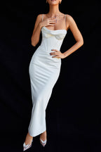 Ivory Corset Maxi Dress-Black aclosy