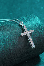 925 Sterling Silver Cross Moissanite Necklace Trendsi