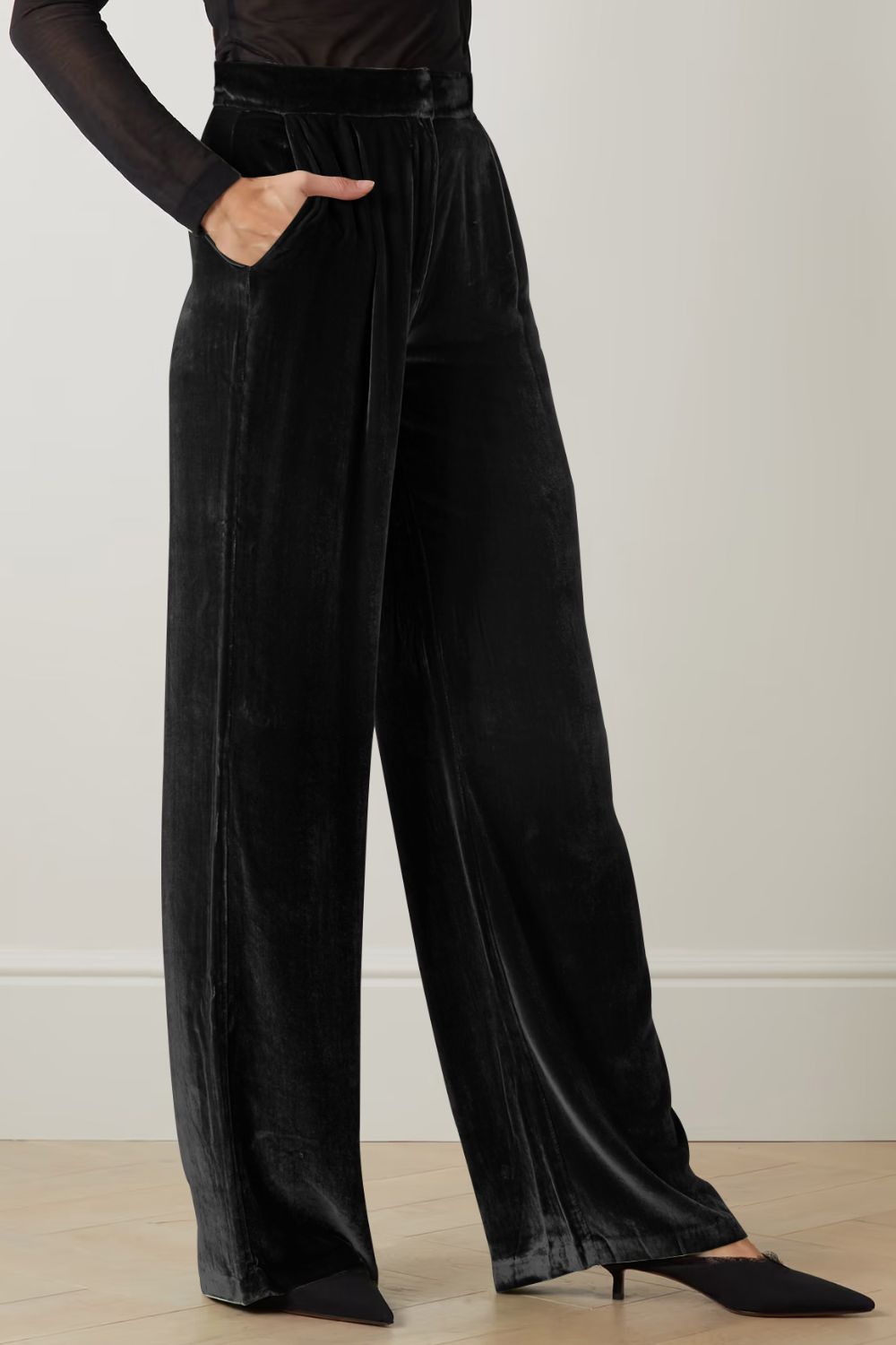 Double Take Loose Fit High Waist Long Pants with Pockets Trendsi