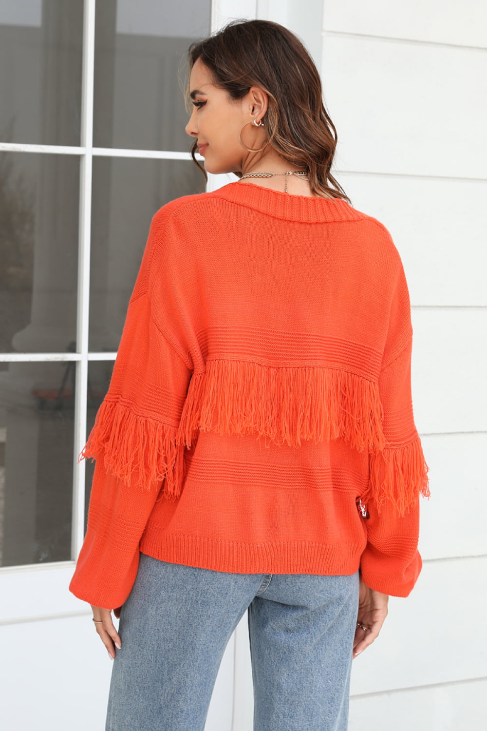 Double Take Fringe Trim Open Front Cardigan Trendsi