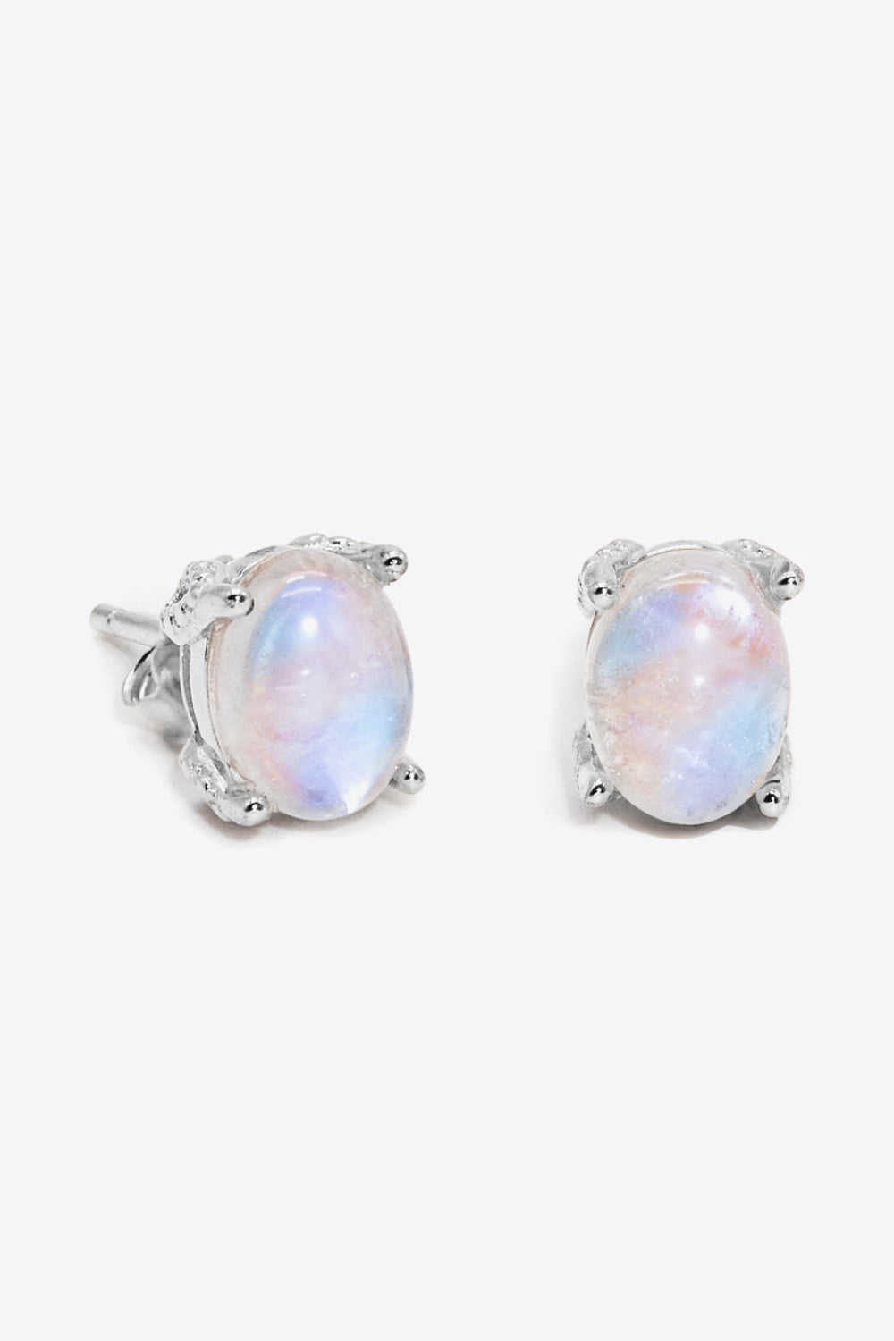 Natural Moonstone 4-Prong Stud Earrings Trendsi