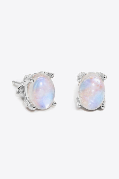 Natural Moonstone 4-Prong Stud Earrings Trendsi