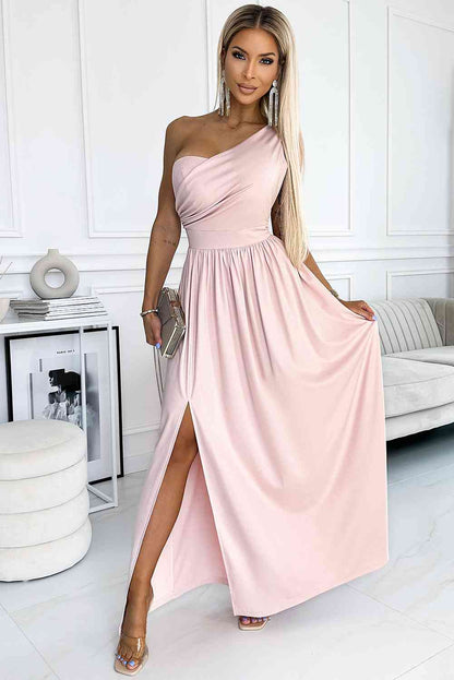 One-Shoulder Slit Maxi Dress Trendsi