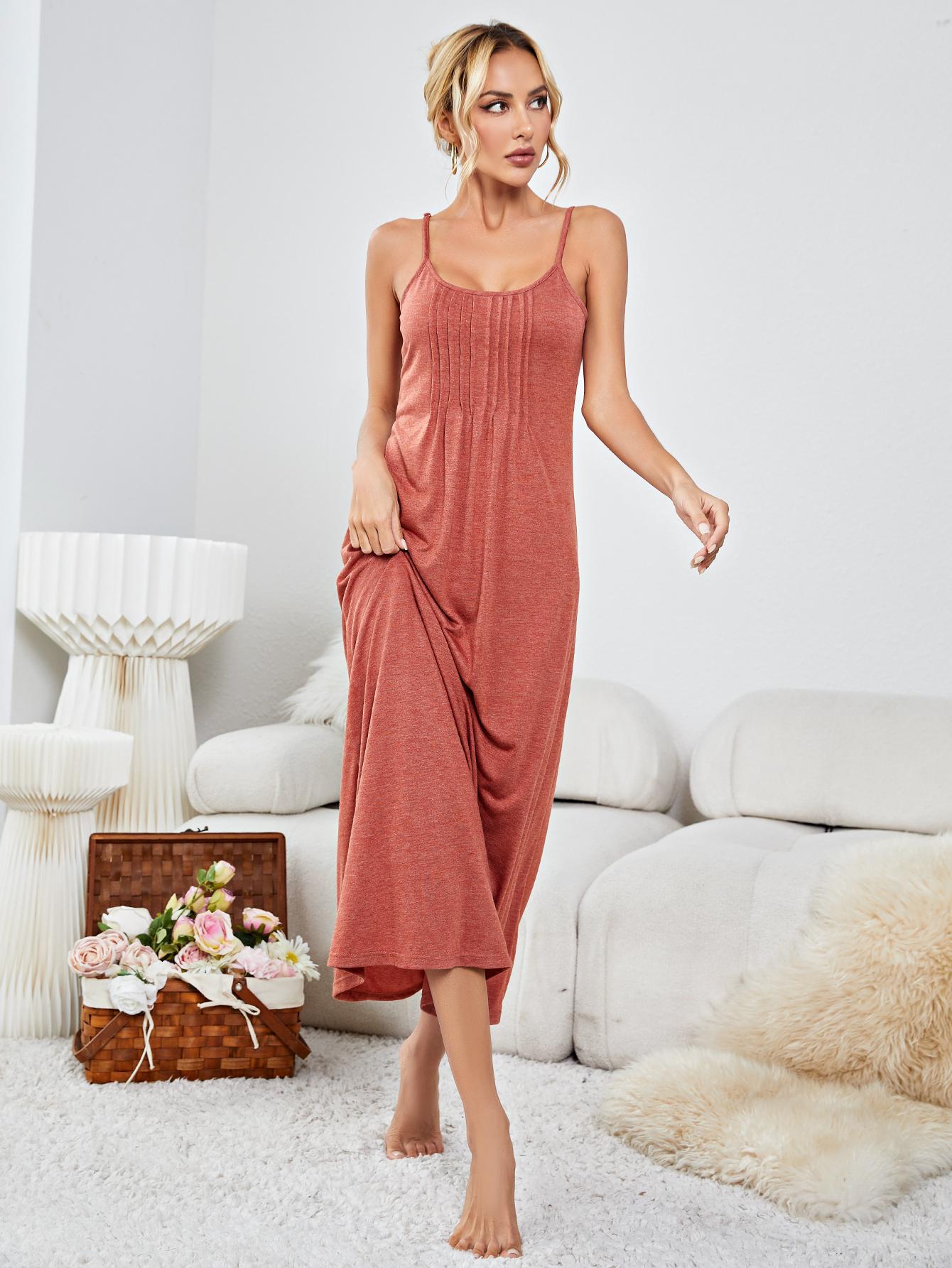 Scoop Neck Spaghetti Strap Night Dress Trendsi