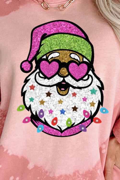 Santa Graphic Round Neck Long Sleeve Sweatshirt Trendsi