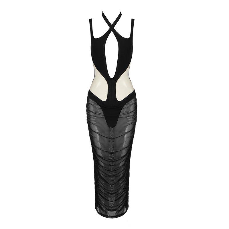 Kaira Cutout Mesh Midi Bandage Dress aclosy