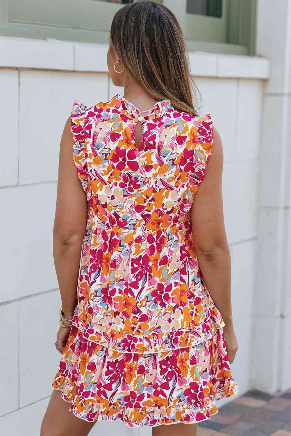 Floral Ruffled Mini Dress Trendsi