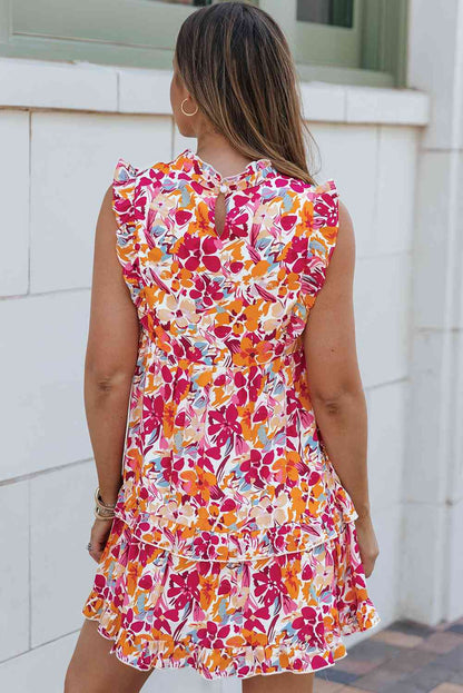 Floral Ruffled Mini Dress Trendsi