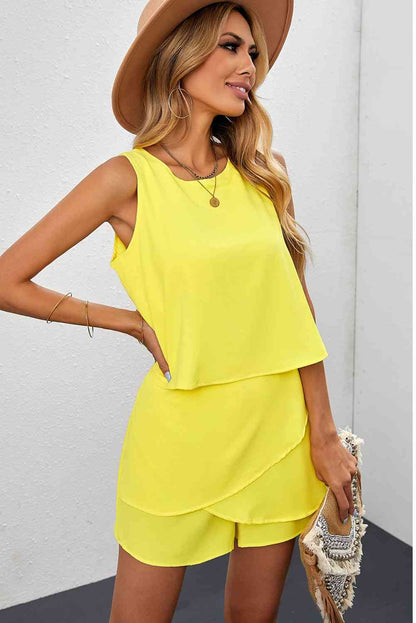 Layered Sleeveless Round Neck Romper Trendsi