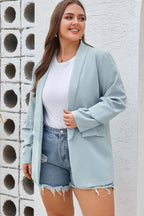 Plus Size Shawl Collar Long Sleeve Blazer Trendsi