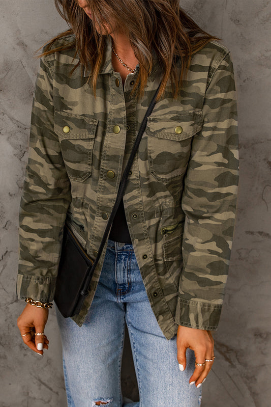 Camouflage Snap Down Jacket Trendsi