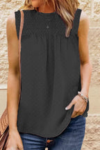 Smocked Tie Back Frill Trim Tank Trendsi