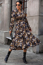 Floral Flounce Sleeve Tiered Dress Trendsi