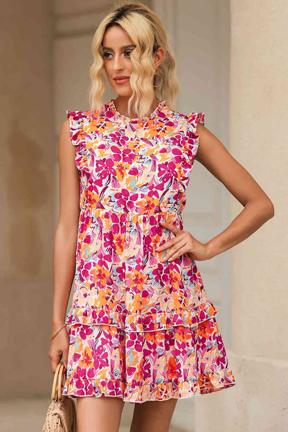 Floral Ruffled Mini Dress Trendsi