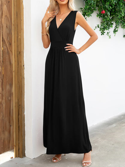 Surplice Neck Sleeveless Maxi Dress Trendsi