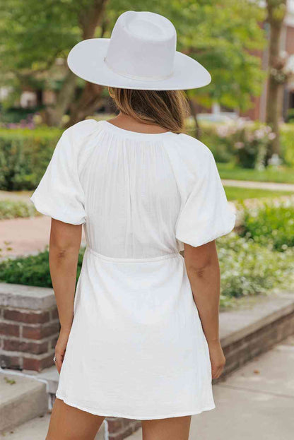 Short Sleeve Mini Dress with Pockets Trendsi