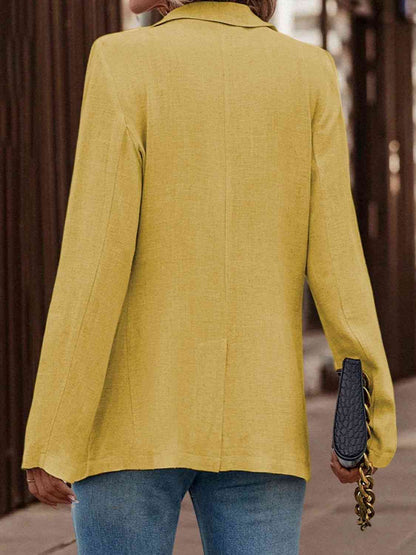 Single-Button Long Sleeve Blazer Trendsi