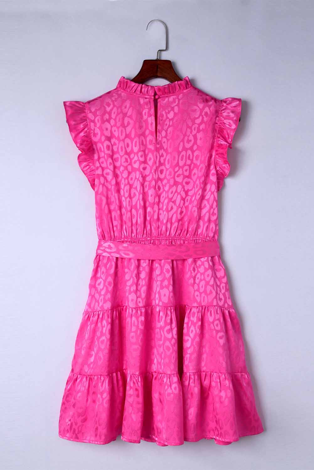 Leopard Tie Belt Tiered Dress Trendsi