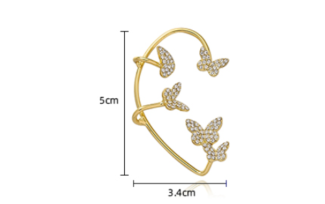 Full Diamond Butterfly Earrings Female Temperament Without Pierced Super Fairy New In