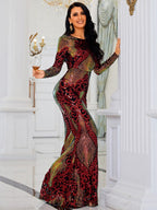 Fashion Stitching Mopping Long Sequin Dress aclosy