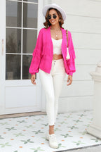 Double Take Fringe Trim Open Front Cardigan Trendsi