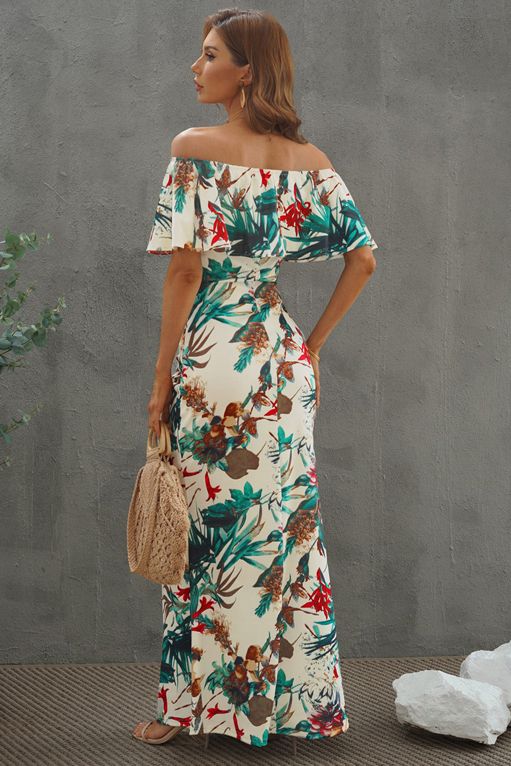 Floral Layered Off-Shoulder Maxi Dress Trendsi