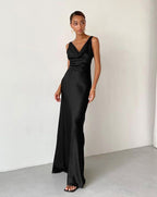 Chic Backless Ice Cream Sof Black Dress aclosy