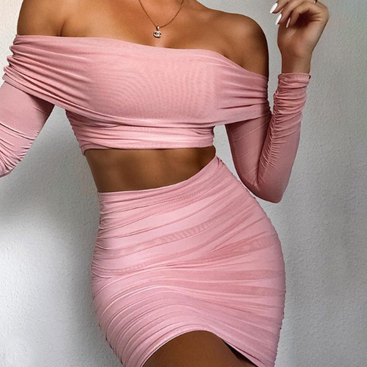 New Amazon Sexy Pleated One Shoulder Skirt Aclosy