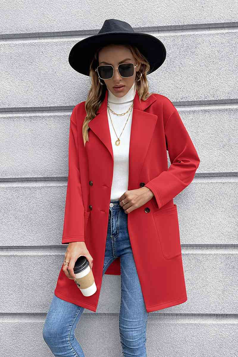 Lapel Collar Long Sleeve Blazer Trendsi
