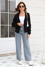 Double Take Fringe Trim Open Front Cardigan Trendsi