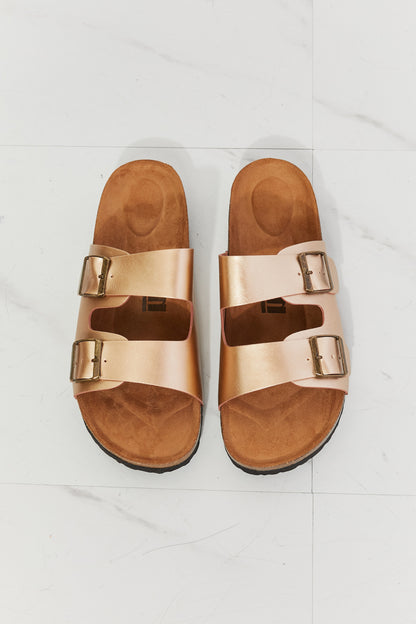 MMShoes Best Life Double-Banded Slide Sandal in Gold Trendsi