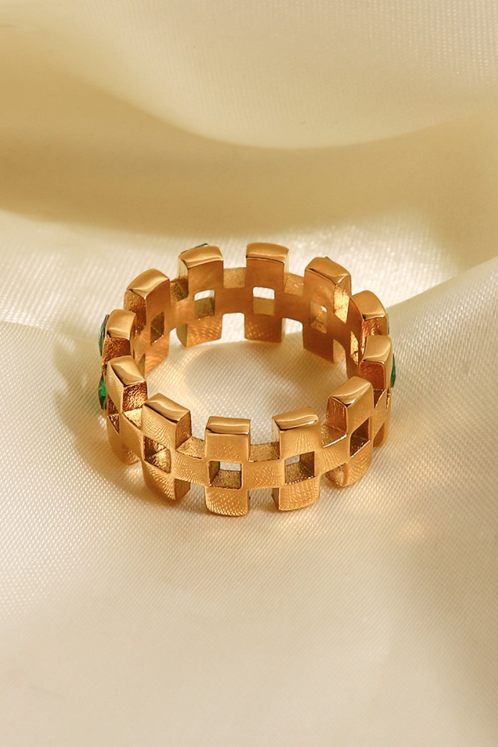 Contrast Stainless Steel 18K Gold-Plated Ring Trendsi