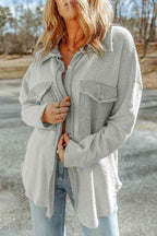 Dropped Shoulder Collared Jacket Trendsi