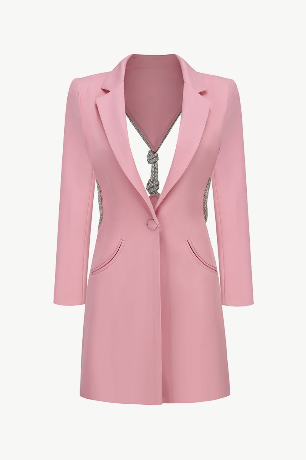 Open Back Slit Mini Blazer Dress Trendsi