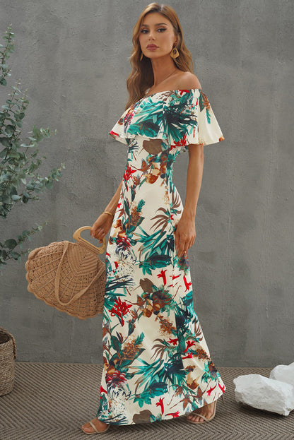 Floral Layered Off-Shoulder Maxi Dress Trendsi