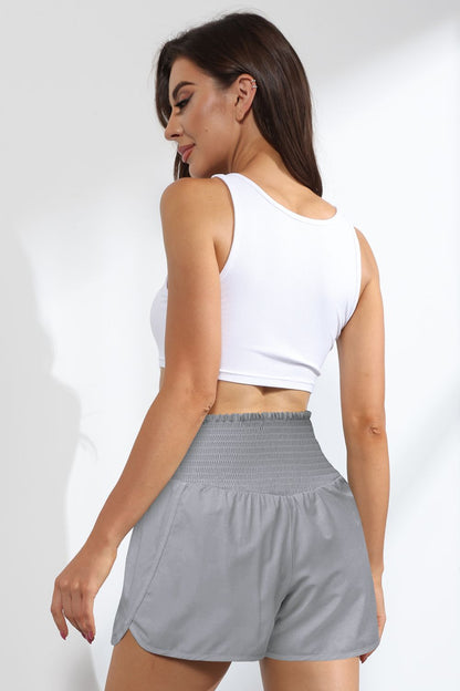 Smocked Paperbag Waist Shorts Trendsi