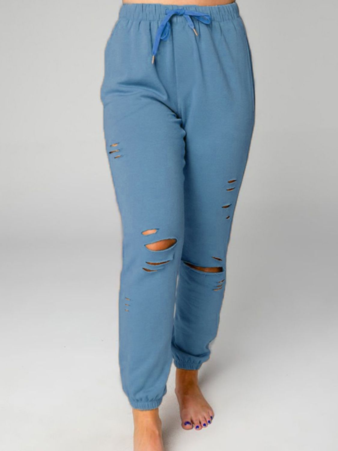 Distressed Sweatshirt and Joggers Set Trendsi