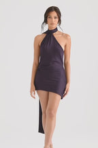 AIDA NIGHT SHADE ASYMMETRIC WRAP NECK DRESS
