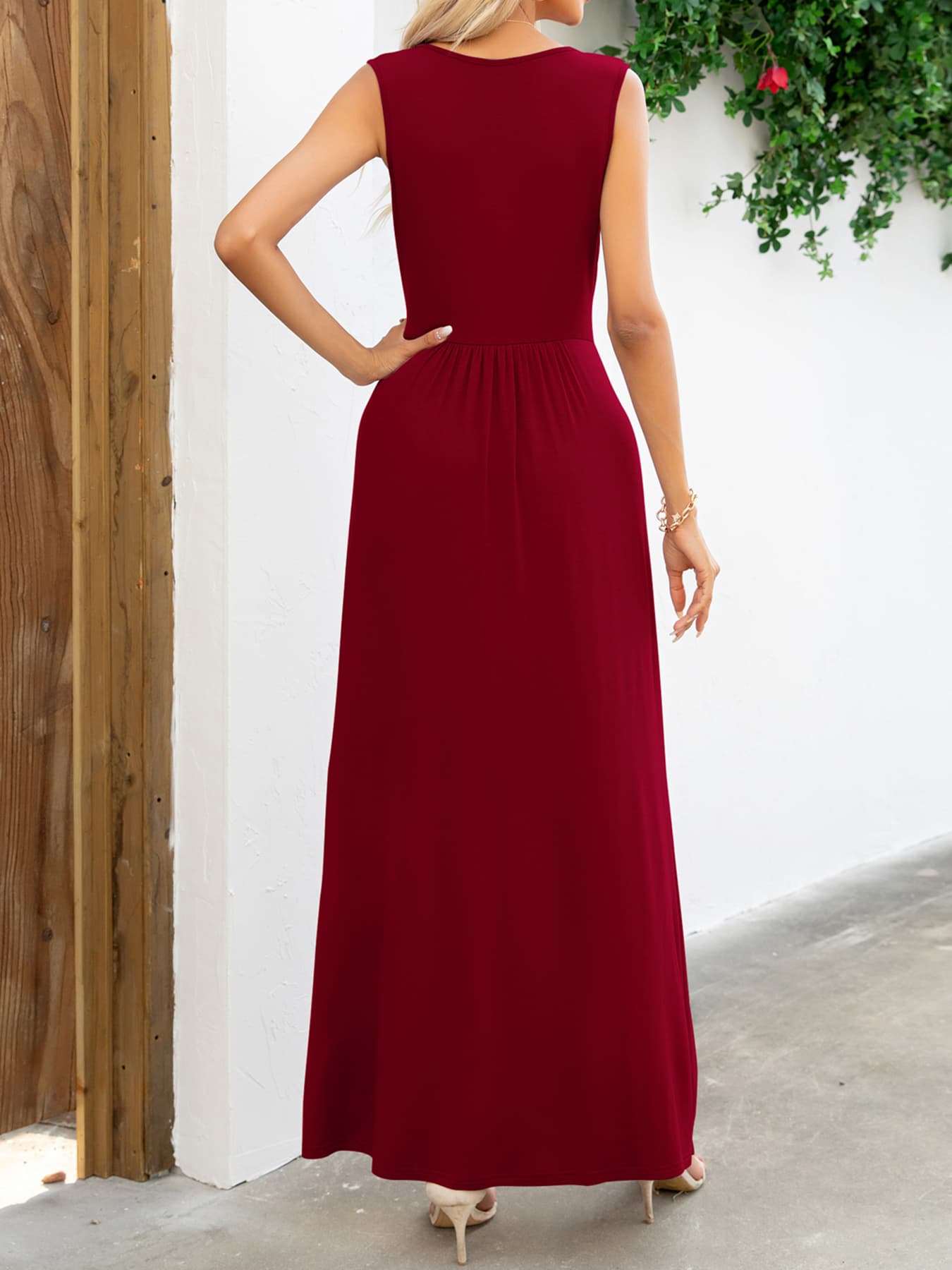 Surplice Neck Sleeveless Maxi Dress Trendsi