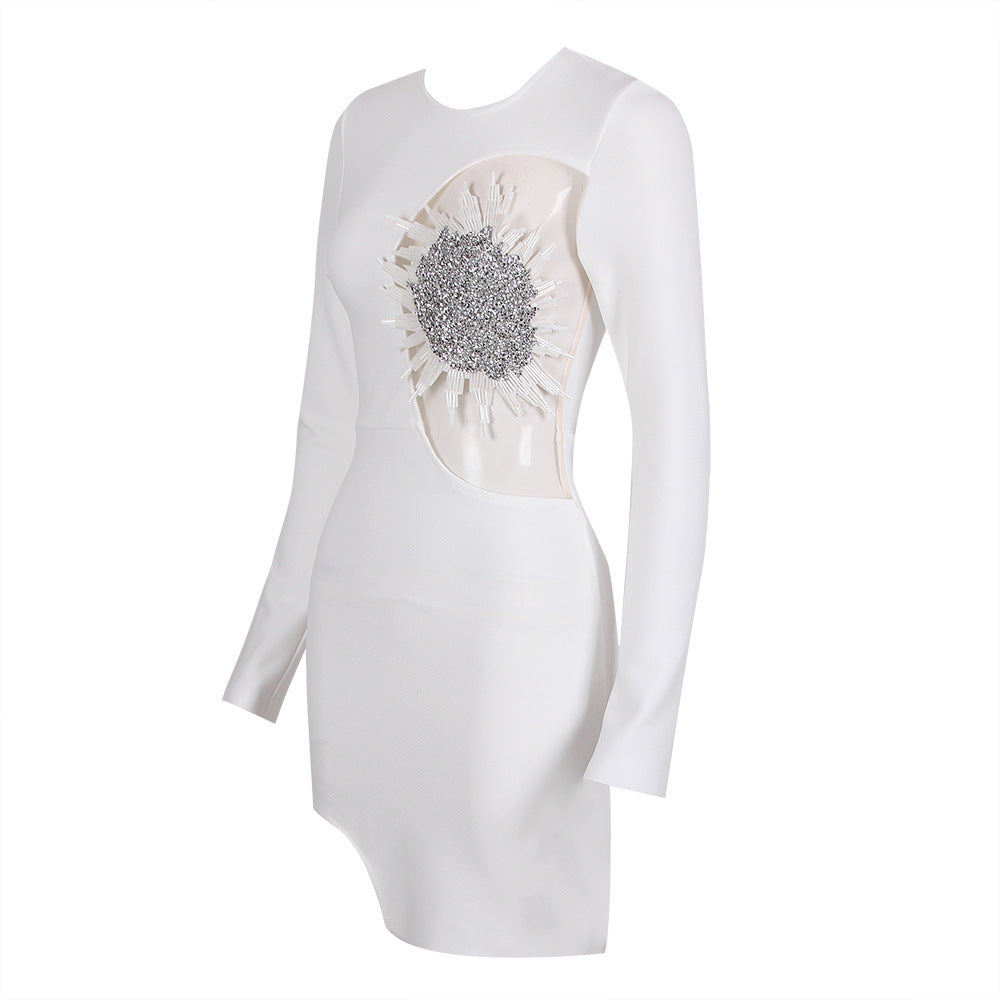 Asur Feather Mini Bandage Dress aclosy