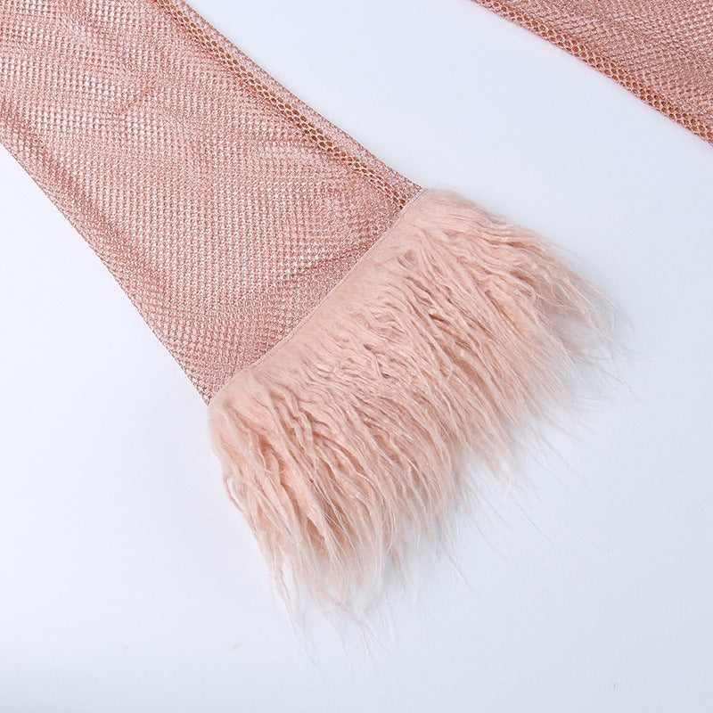 Mesh Feather Party Dress aclosy