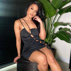 Women's Hollow Suspender Slim Dress aclosy