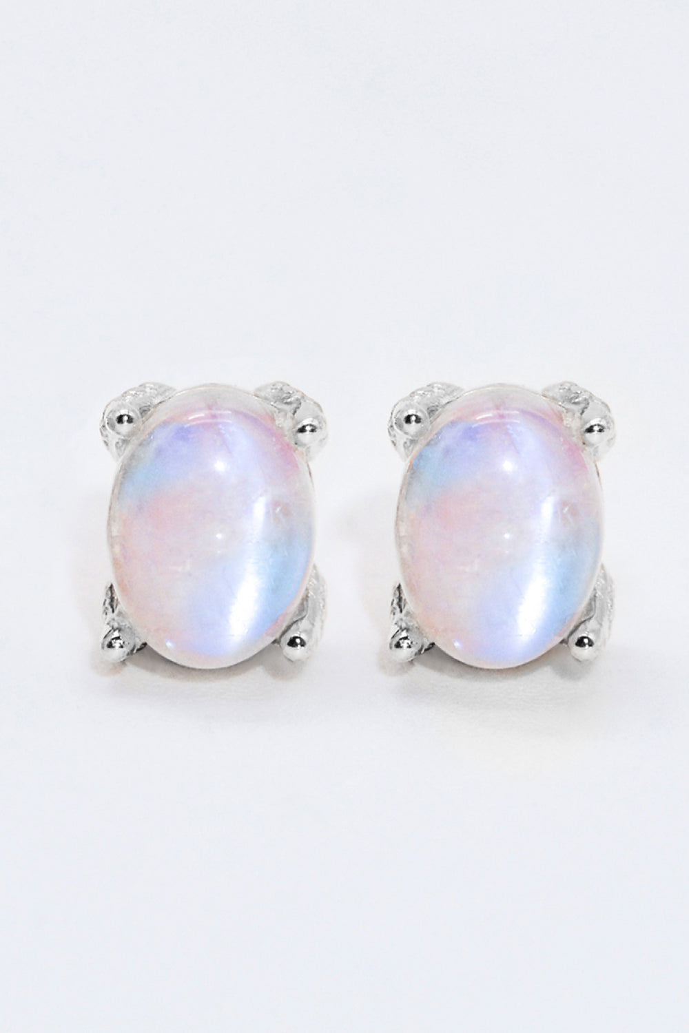 Natural Moonstone 4-Prong Stud Earrings Trendsi