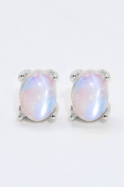 Natural Moonstone 4-Prong Stud Earrings Trendsi