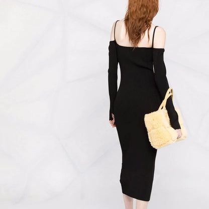 Chic Thin Wrap Suspender Knitted Dress aclosy