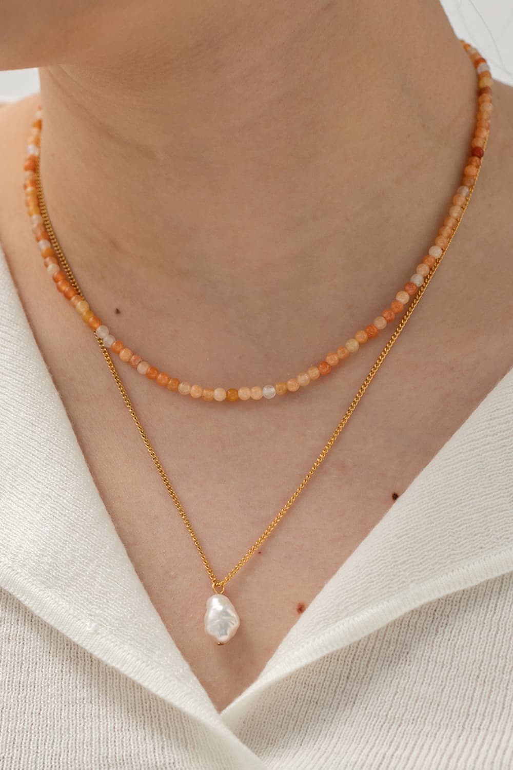 Double-Layered Freshwater Pearl Pendant Necklace Trendsi