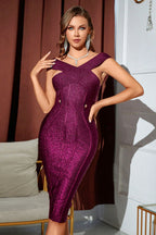 Glitter Crisscross Low Back Bandage Dress Trendsi
