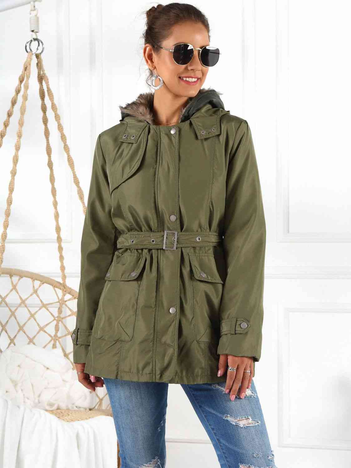 Full Size Hooded Jacket with Detachable Liner (Three-Way Wear) Trendsi