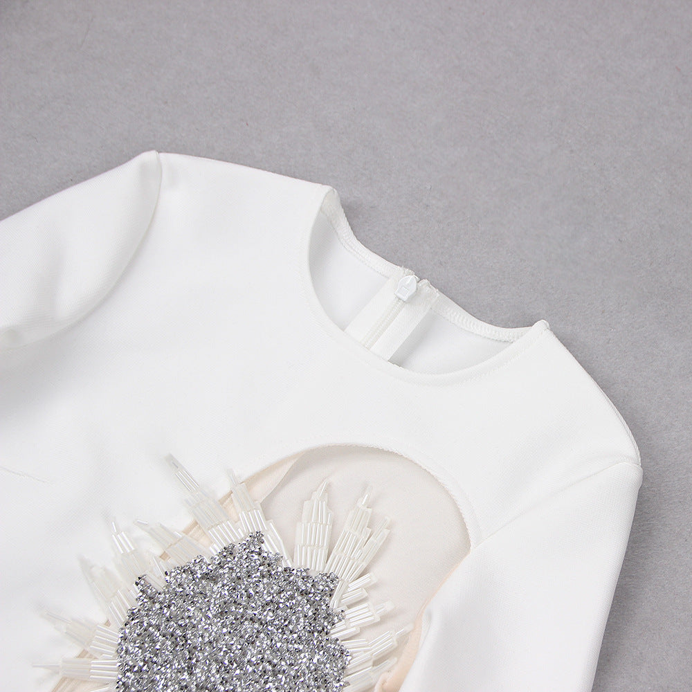 Asur Feather Mini Bandage Dress aclosy